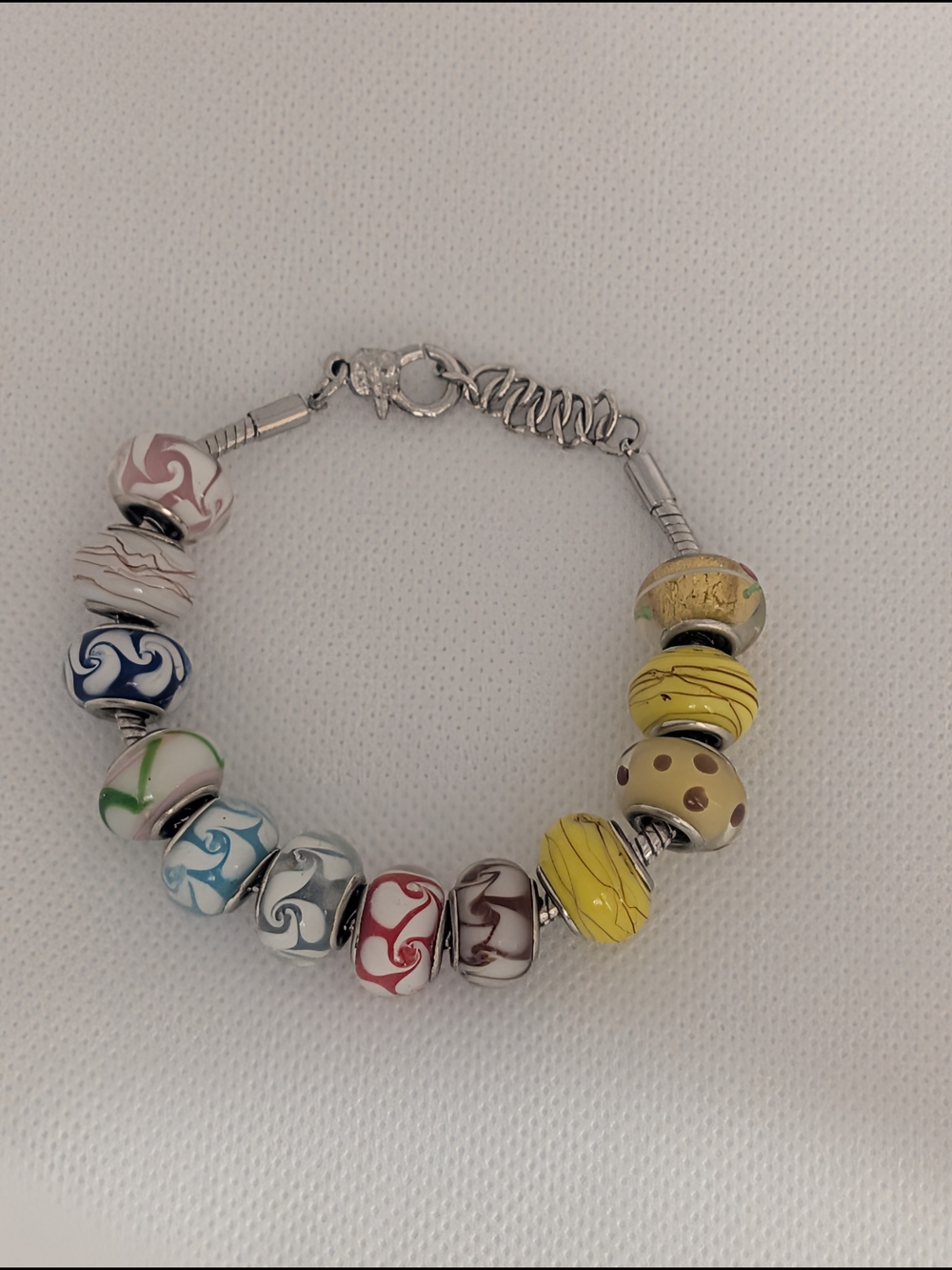 Multi-Color Glass Bead Charm Bracelet - Unbranded